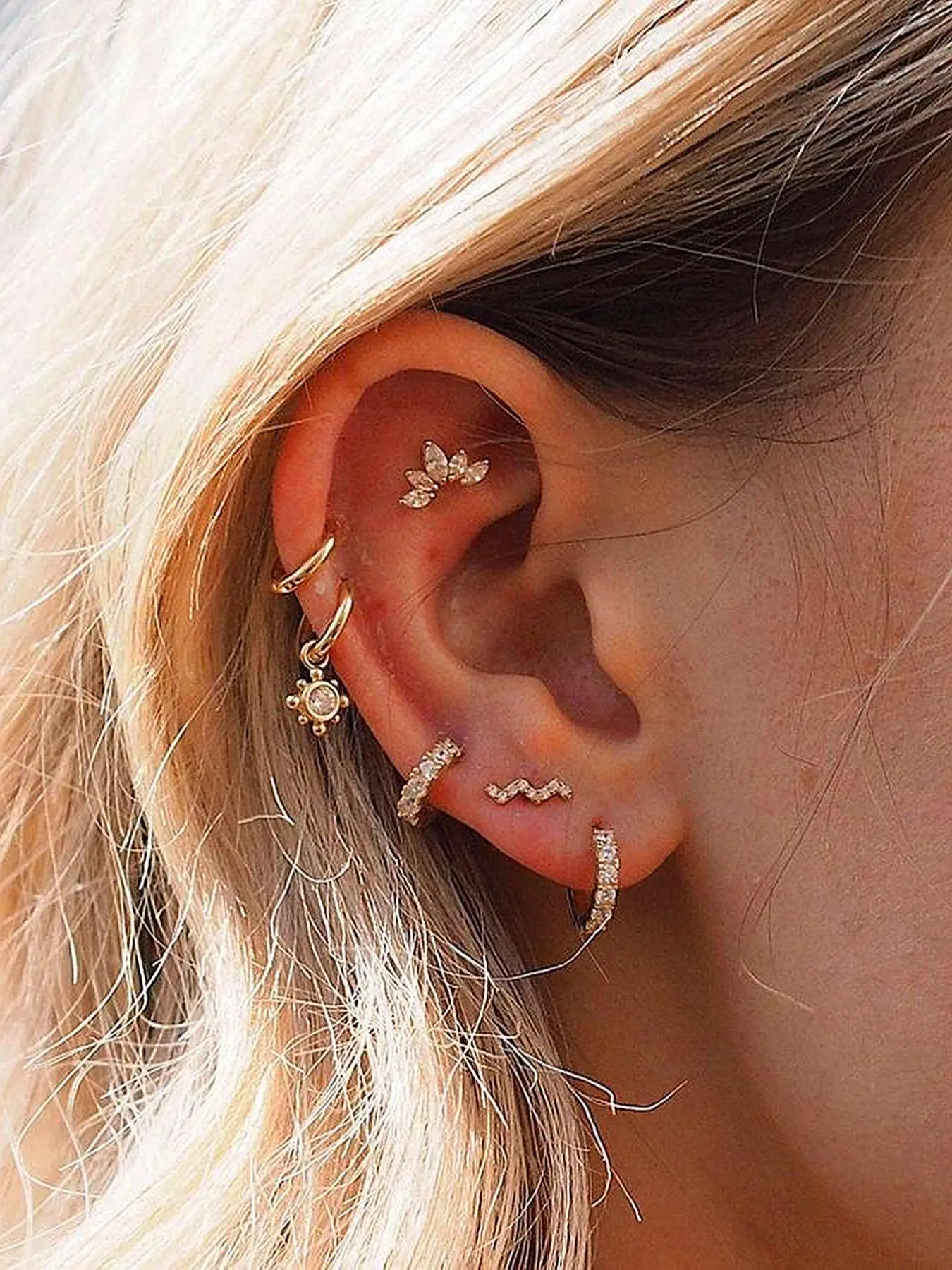 Women's Elegant Rhinestone Decorated Hoop Earrings, 6pcs Vintage Boho Style Ear Jewelry for Party, Daily Clothing Decor for Girl, Trendy All-match & Exquisite Jewelry for Birthday Gift