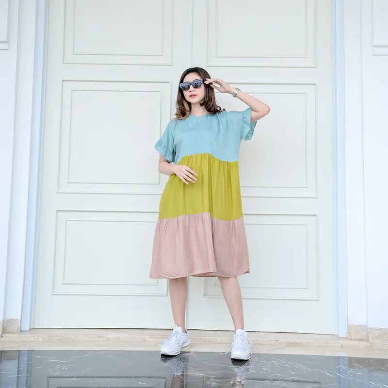 Seiramode - Icecream Daster Remaja Midi Dress Lolipop Busui Resleting Terbaru Kekinian 2025 Jumbo baju Ibu Hamil Lengan pendek 2