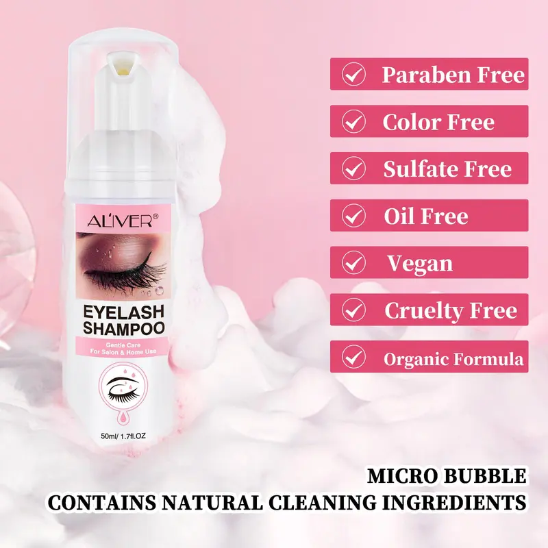 Eyelash Cleaning Shampoo, 1 Set Eyelash Cleaning & Nourishing Shampoo, Eye Makeup Remover, Professional Eye Makeup Remover for Women 4