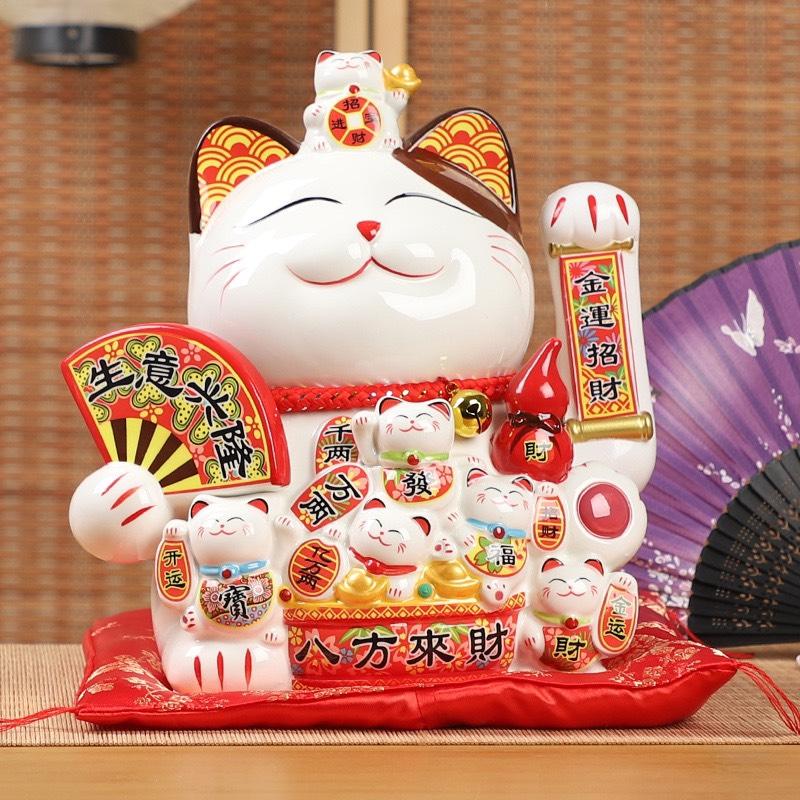 Mèo Thần Tài Vẫy Tay 29cm Mèo Maneki Neko Nhật Bản Gốm Sứ Cao Cấp Kèm Gối Và Sạc Decor Phòng, Trang Trí Nhà Cửa 6
