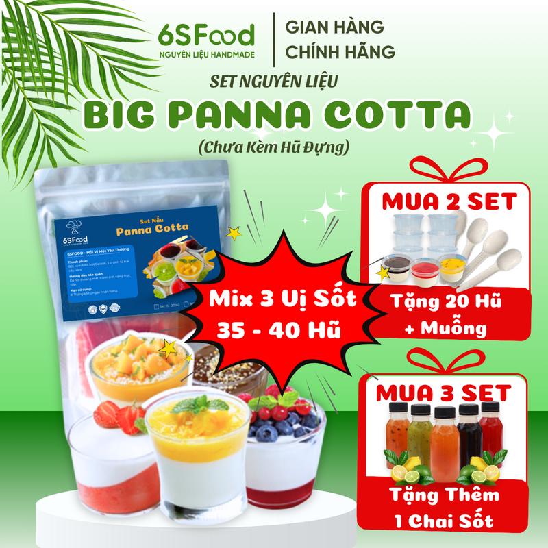 Set Nguyên Liệu Big Panna Cotta thạch kem sữa Ý 35-40 hũ - Set làm Panna Cotta 3 vị Xoài Chanh Leo Dâu Tây Ăn vặt Healthy Food Giá tốt - 6SFOOD panna cotta panna cotta