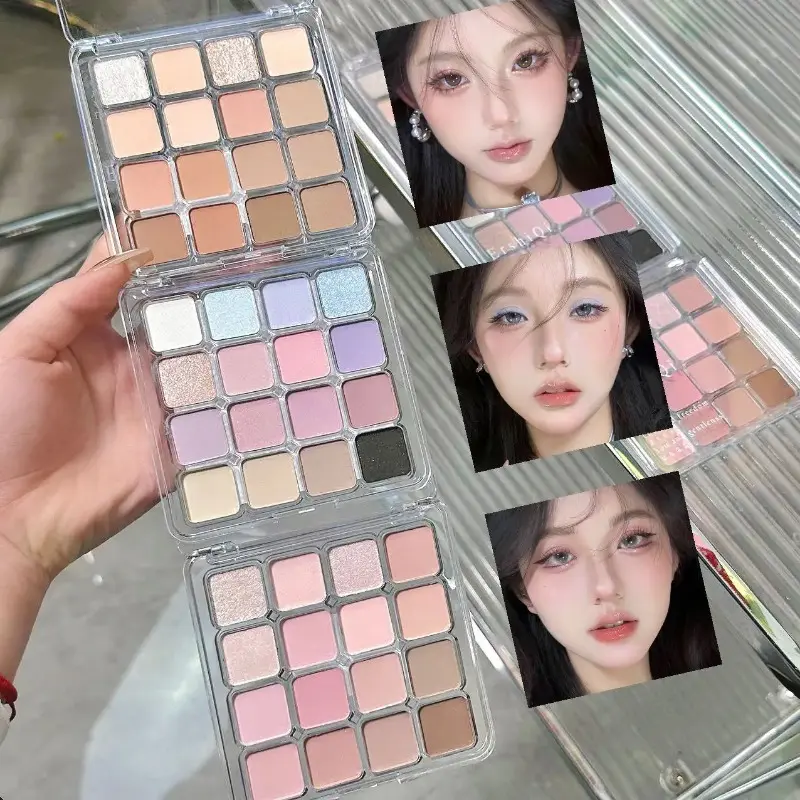 16 Colors Eyeshadow Palette Pink Peach Matte Eyeshadow Glitter Blue Eye Shadow Eyes Long Lasting Makeup all take