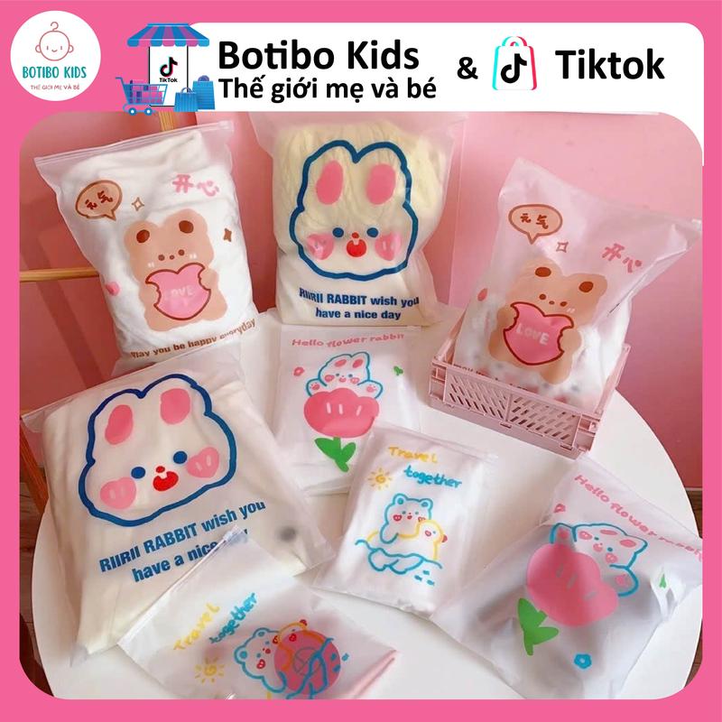 Combo 5 Túi zip lụa mờ in hình đựng đồ mẹ bé đi sinh, quần áo, giày dép, vớ du lịch..(Hình ngẫu nhiên) BOTIBO KIDS