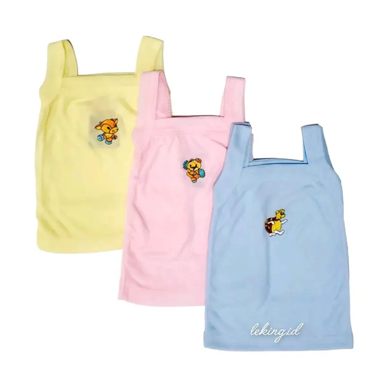 Grosir 12 PCS / 1 Lusin Kaos Dalam Anak Bordir Warna Soft / Enji Muda Bordir 0