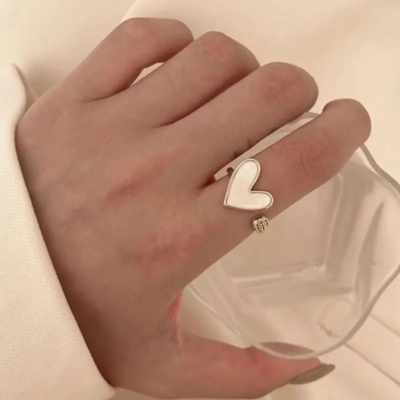 2024 New Japanese and Korean Ins Love Ring Female Tide, Niche Design Fashionable Light Luxury Individual Cold Wind Open Index Finger Ring