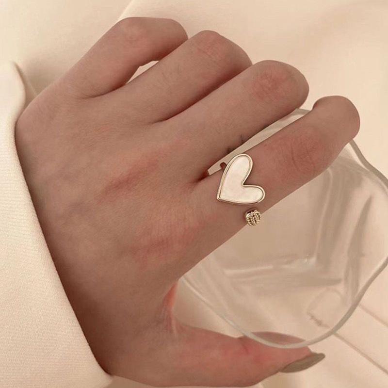 Product Introduction of 2024 New Japanese and Korean Ins Love Ring Female Tide, Niche Design Fashionable Light Luxury Individual Cold Wind Open Index Finger Ring 1