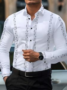 Camisa de hombre con estampado de rayas, diseño casual y moderno, cómoda y elegante, perfecta para uso diario, calidad de marca Cs6031