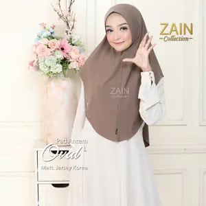 ZAIN - Kerudung Oval L Hijab Bergo Lembut Nyaman Hijab Jersey Polos || Jilbab Instan Jersey Super