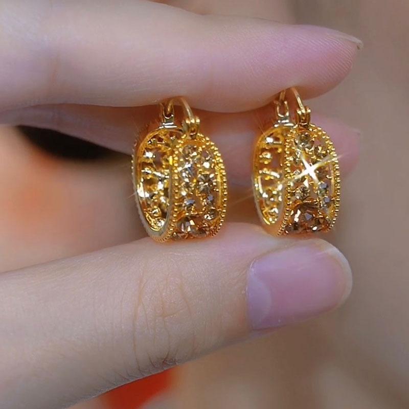 French Retro Exquisite High-end Full Zircon Hoop Earrings Niche Design Light Luxury Niche Socialite Style Fashion Earrings 0