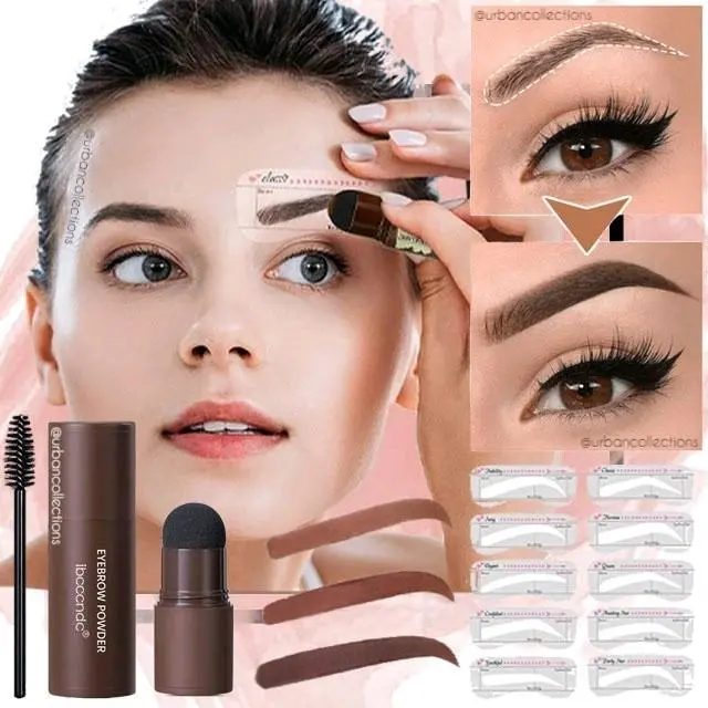 DW - Ibcccndc Eyebrow Powder Cetakan Alis Instan Stamp Alis Stempel Aman dan Pas Brown Waterproof