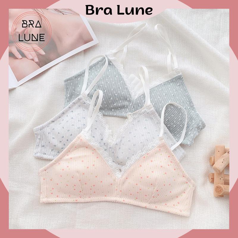 Áo lót nữ cotton mút mỏng hoạ tiết hoa nhí BRALUNE mã 67 Top Nhung
