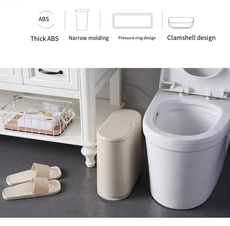 Product Introduction of Waste Bins Trash Can Press Type Double Plastic Living Room Slot Sanitary Bucket Bathroom Clutter Bucket Storage 0