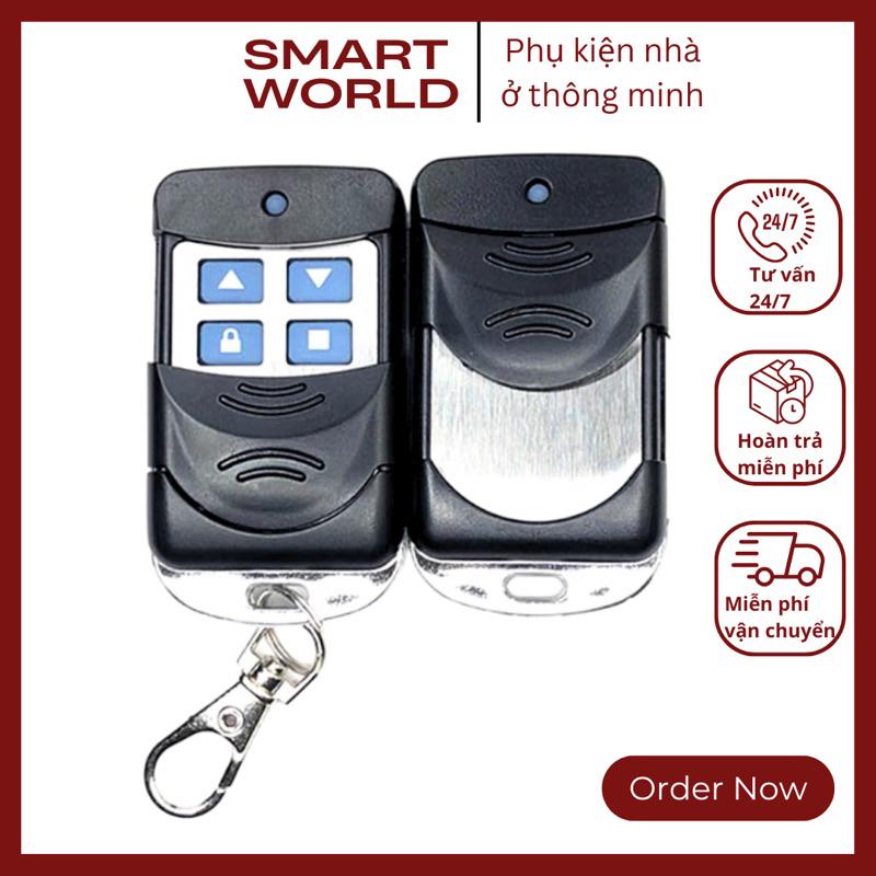 Điều khiển cửa cuốn mã sao chép học lệnh thông minh tần số 433mhz inox đã kèm pin. die uk hien cua cuon
