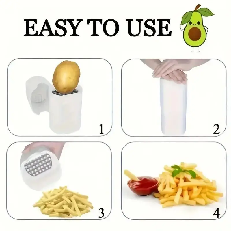 Stainless Steel Potato French Fry Cutter, 1 Set 44 Grid Potato Cutter, Multifunctional Vegetable Cutter, Durable Kitchen Gadgets for Home and Outdoor Use, Kitchenware Utensils 5
