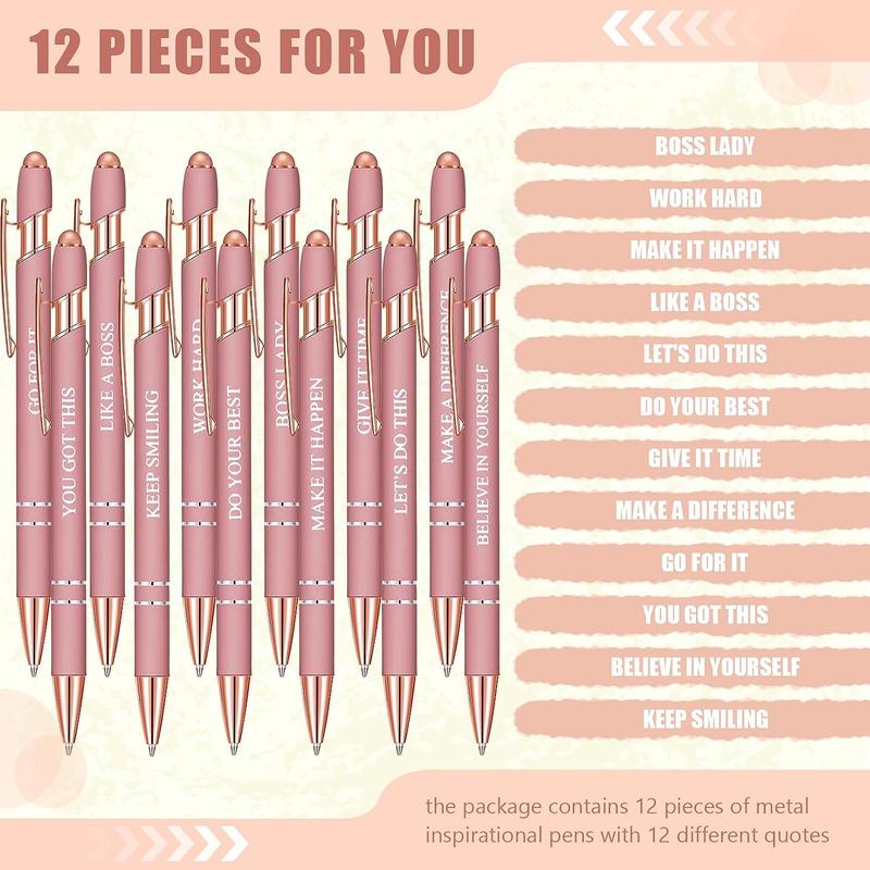 Metal Ballpoint Pen, 12pcs Portable Multifunctional Multi-purpose Ballpoint Pens, Easter Gifts, Durable Writing Pens for Office & School & Home 4
