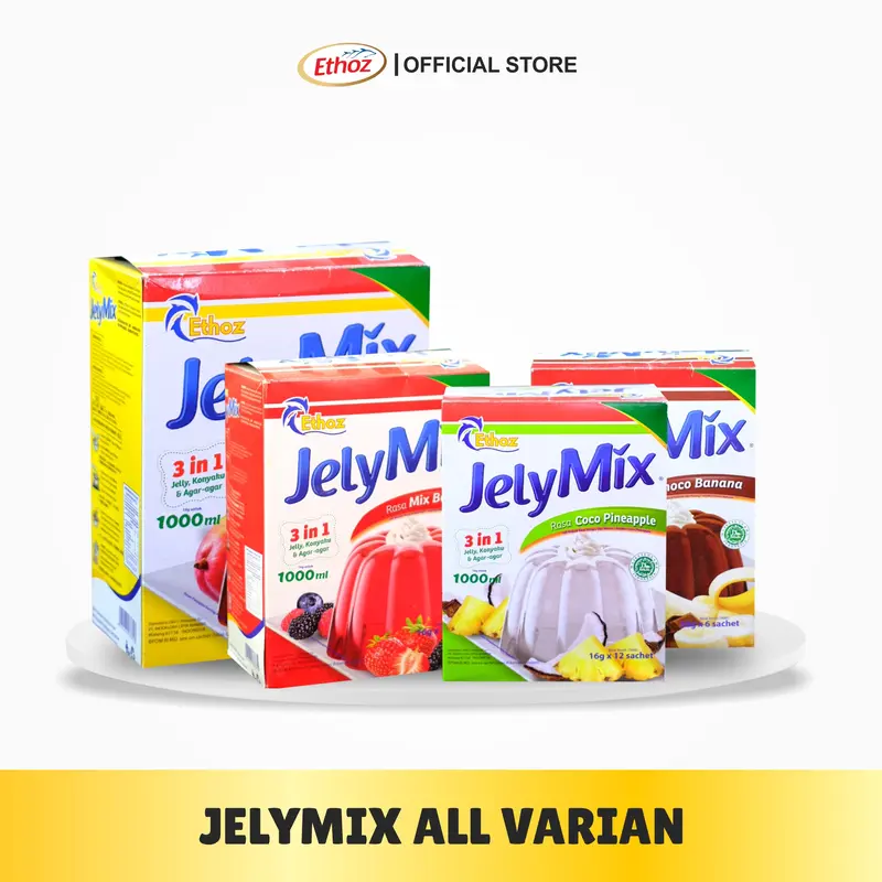 ETHOZ JelyMix 3in1 Jelly powder / tepung Jeli Agar Konyaku bubuk 1000 ml x 12 pcs 1