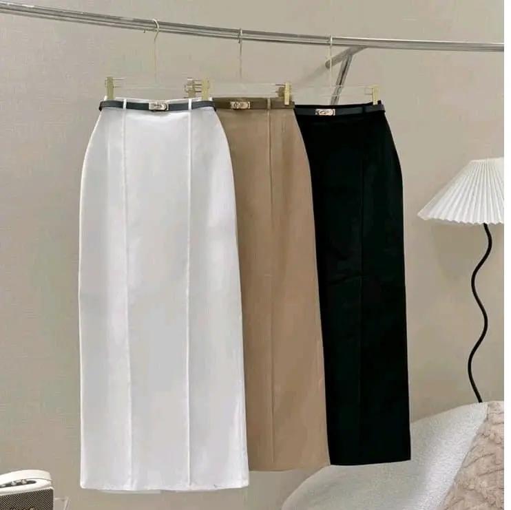 Chân Váy Suông dài 80cm Hàng 2 LỚP Xẻ Sau Chất Vitex Họa Tiết 2 Gân Nổi Che Khuyết Điểm Đùi to 80.2G