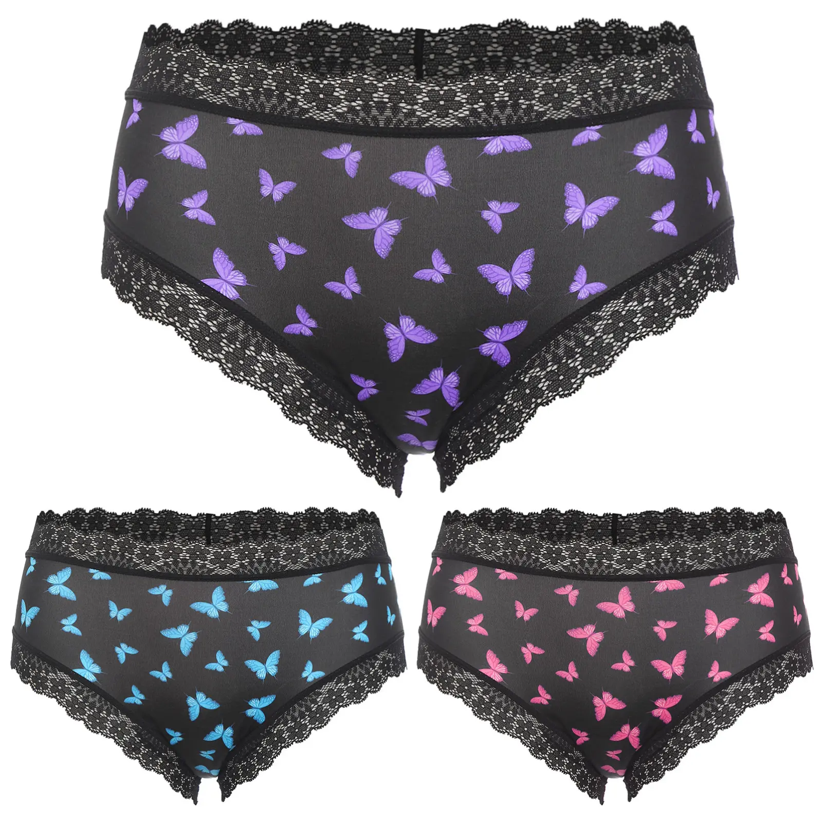 CHICTRY Adult Women Cute Butterfly Print Underpants Triangle Briefs Silky Shaping Underwear