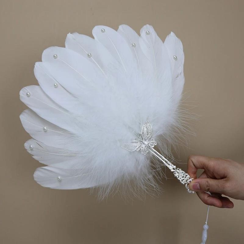 Product Introduction of Unique Exquisite Feather Fan Handmade Creative Peacock Feather Fan Colorful Cosplay Decorative Craft Fan Photography Props 10