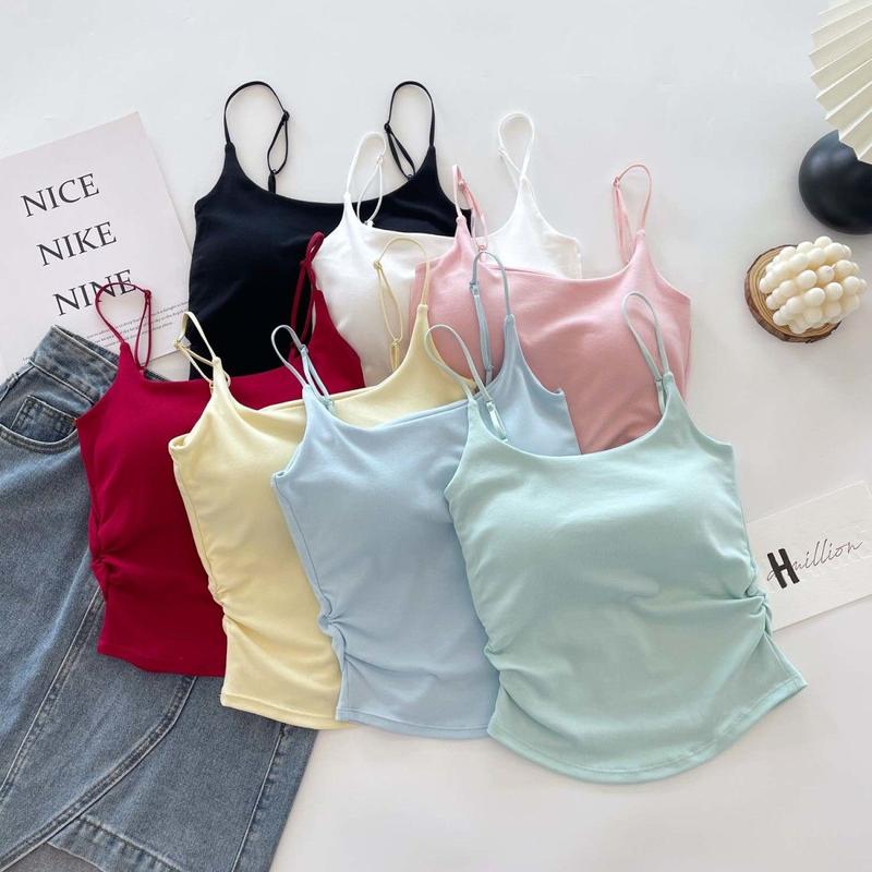 Product Introduction of [ 86k People Collection] Pure Desire Sweet and Spicy Camisole for Women, Inner Wear and Outer Wear, Beautiful Back Strap, Chest Pad, Ruched Design, Slim Fit, Flattering Top for Women 10