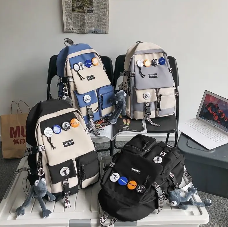 PTB - Tas ransel wanita multipocket-tas sekolah keren tahan air-tas punggung portabel untuk anak perempuan dan laki -laki