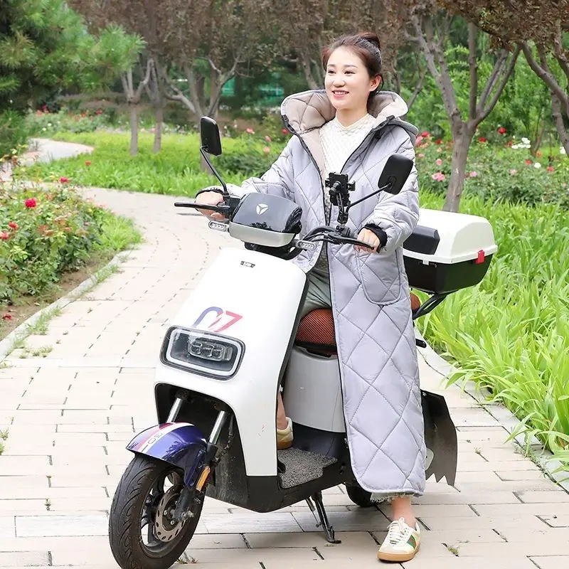 Tấm Chắn Gió Xe Đạp Điện Mùa Đông, Hàng Mới Về, Lót Lông Cừu, Dày Dặn, Đi Xe Đạp Ngoài Trời, Chống Thấm Nước, Chống Lạnh, Áo Gió Ấm Áp 1
