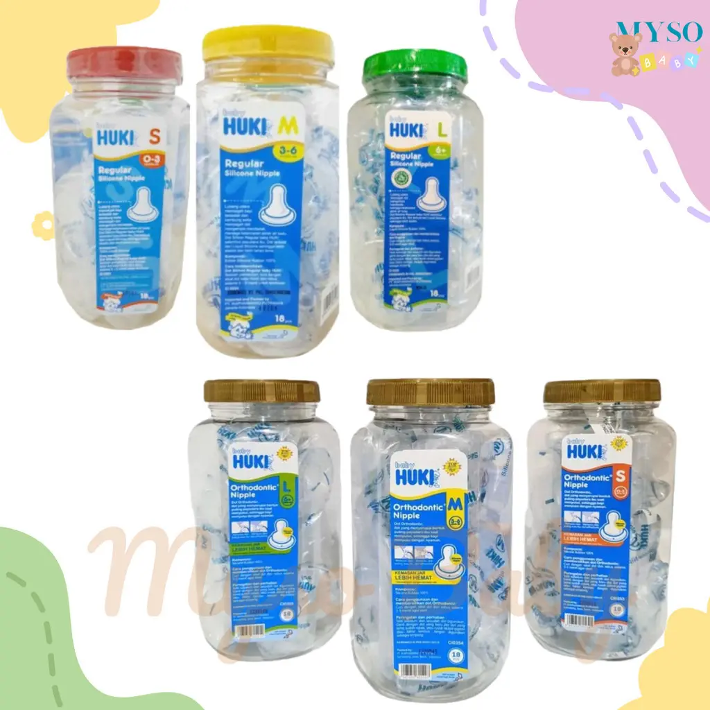 Huki nipple dot gepeng orthodontic reguler bulat per 1 pcs silicone nipple Huki Jar