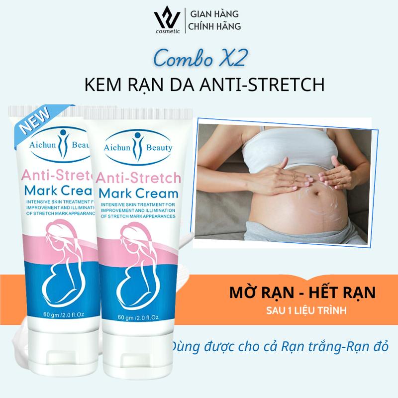 Combo 2 tuýp Kem Rạn Da Anti Strecth Mờ Cả Rạn Đỏ Rạn Trắng, Giảm Kích Thước Vết Rạn, Ngừa Rạn Mới 60G