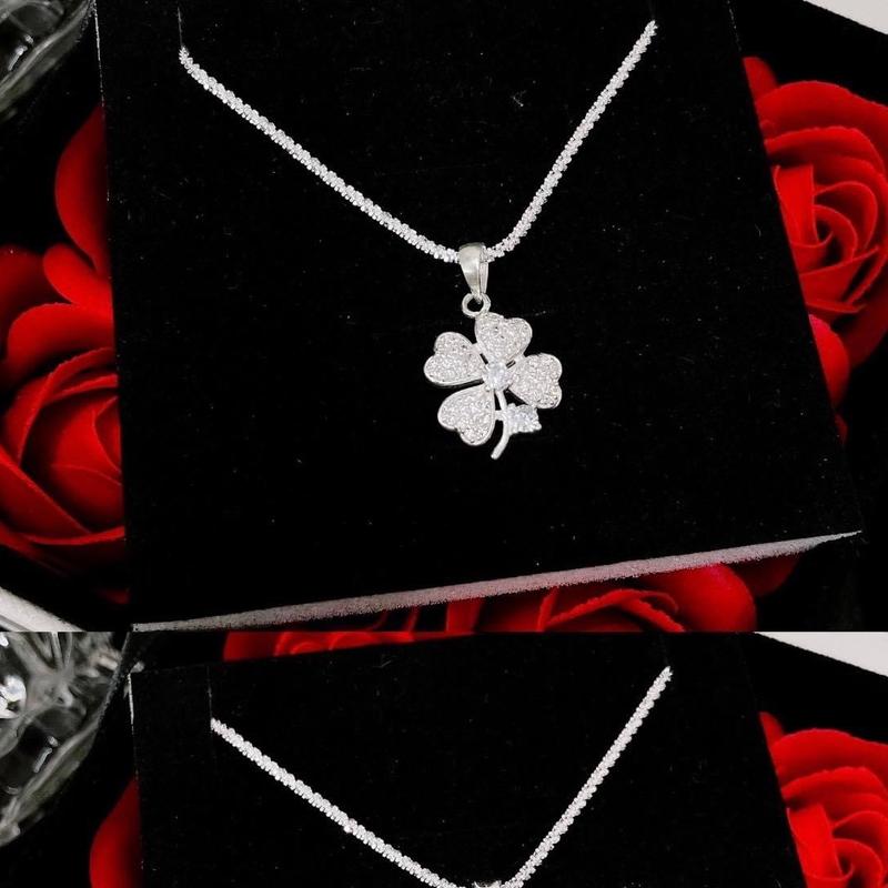 Dây chuyền nữ bạc LoPa dây xù mặt bốn lá to đính đá LoPa Jewelry