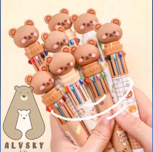 PULPEN 10 WARNA PENA MOTIF BERUANG KARAKTER TEDDY BEAR Plastik