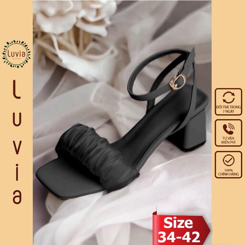  Giày cao gót 7 phân quai nhún bèo quai hậu phong cách đơn giản hiện đại Luvia X66CG 