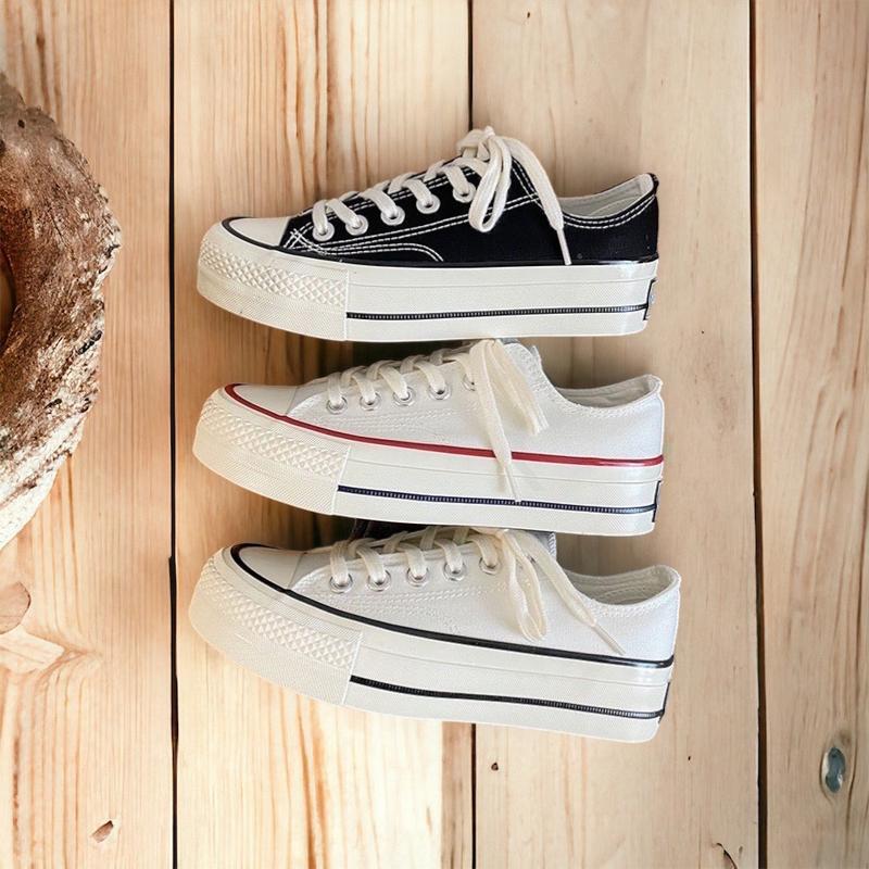 Giày thể thao vải cổ thấp vải đế cao 3cm Sneaker Shoes