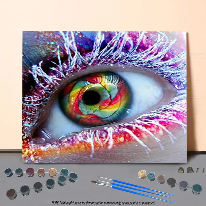 Colorful Eye Pattern DIY Painting by Numbers Kit, 1 Set DIY Paint by Numbers Kit without Frame, Wall Art Decor for Home Living Room Bedroom 0
