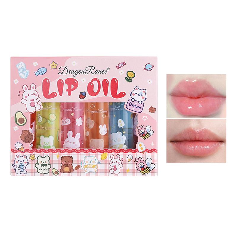 Product Introduction of Cute Cartoon Bear Pattern Lip Gloss with Box, 6 Counts Glossy Tinted Liquid Lip Plumper for Daily Makeup, Mirror Finish Hydrating Lip Oil for Girls & Women, Christmas Gift, Lipstick 36