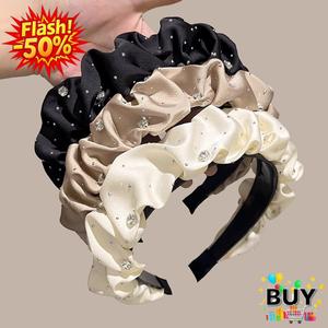 ที่คาดผม นัวเนีย พลอยเทียม ประกายระยิบระยับ สไตล์ฝรั่งเศส มงกุฏสูง ที่คาดผม ล้างหน้าประณีต แฟชั่น มีสีขาว สีดำ และแชมเปญ