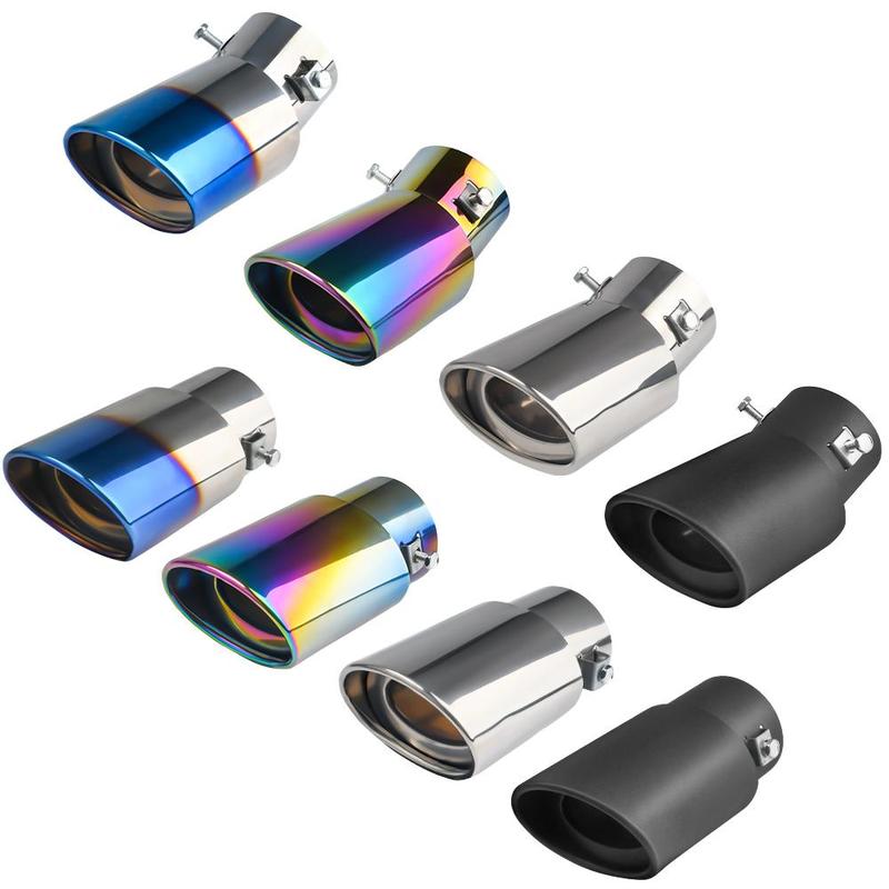 【In Store】 Universal Car Exhaust Muffler Tip Round Stainless Steel Chrome Tail Muffler Exhaust D-122 4