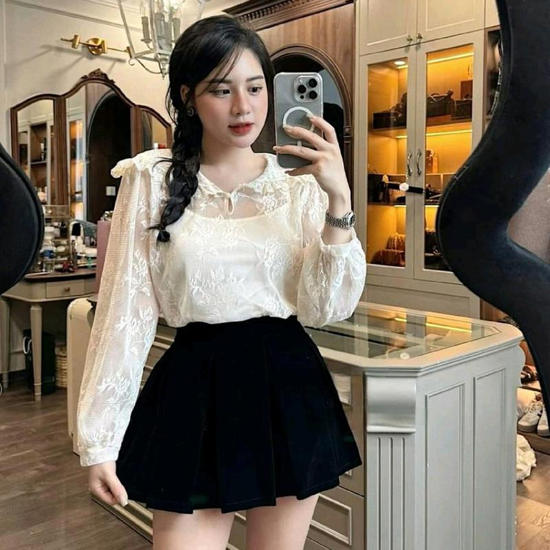 Chân Váy Nhung Xếp Ly Nữ Women [ TATA STUDIO ] 1