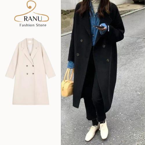 Áo khoác dạ măng to áo cổ vest dáng dài đứng from 4 cúc sang trọng lịch sự Ulzzang hàn quốc RANU