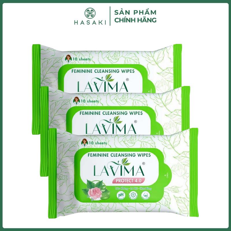 Combo 3 Khăn Ướt Vệ Sinh Lavima Protect 4.0 Gói 10 Tờ | HASAKI BEAUTY