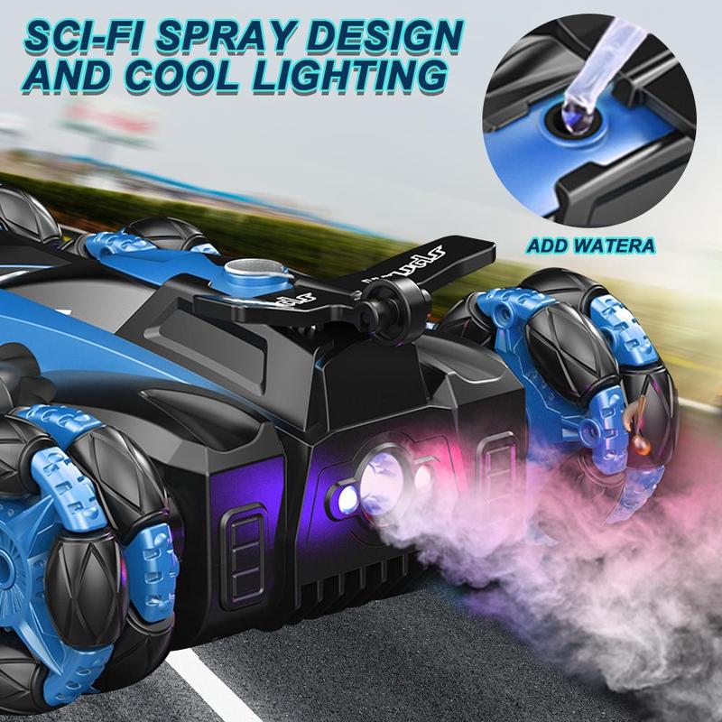 Spray Drift 360 Degree Spin Stunt Rc Car, 2.4GHZ Watch Sensor Dual Remote Control 6 Wheel Stunt Car, Rechargeable Toy Car with Lights and Music, Holiday Gift, Christmas Gift, Santa Presents, Secret Santa Funny Gift 5