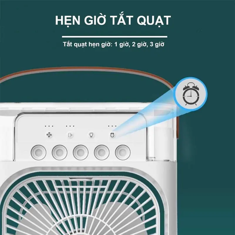 Quạt Điều Hòa Phun Sương Mini Làm Mát Dung Tích 600ml Có Chế Độ Hẹn Giờ Tích Hợp Đèn Led 7 Màu [ HÀNG LOẠI 1 ] 3