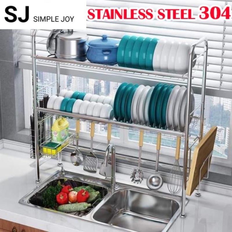 SJ Stainless Steel Sink Shelf Rack 1/2 layer 60/80/90/100/120cm ...