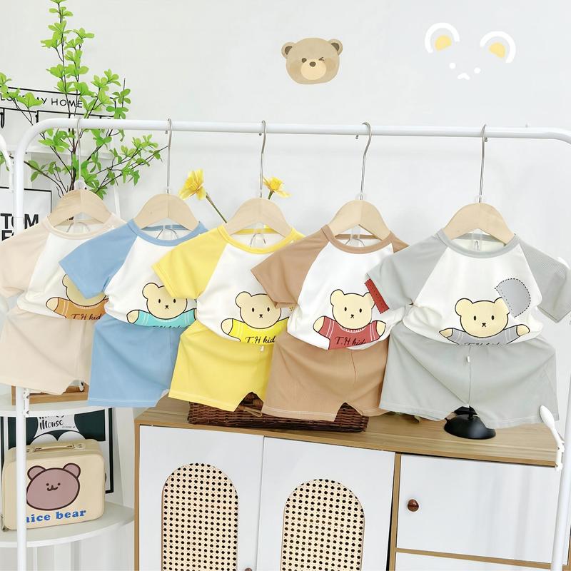 Combo 5 bộ quần áo cộc tay chất tăm lạnh cho bé trai và bé gái 4-16kg - T5 bososinh aot reem quanthun lanh