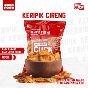 Macaroni Cuck Keripik Cireng Pedas Daun Jeruk Kemasan Reguler 80 gr Snack Cemilan Gurih Asin