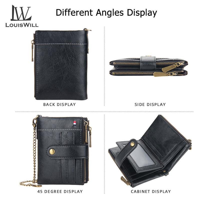 LouisWill Men Wallets Bags Business Wallets PU Clutch Zipper Wallets  Fashion PU leather Short Wallet Travel Purses Handbag Coin Pouch ID Credit Cards Holders Wallet for Men 3