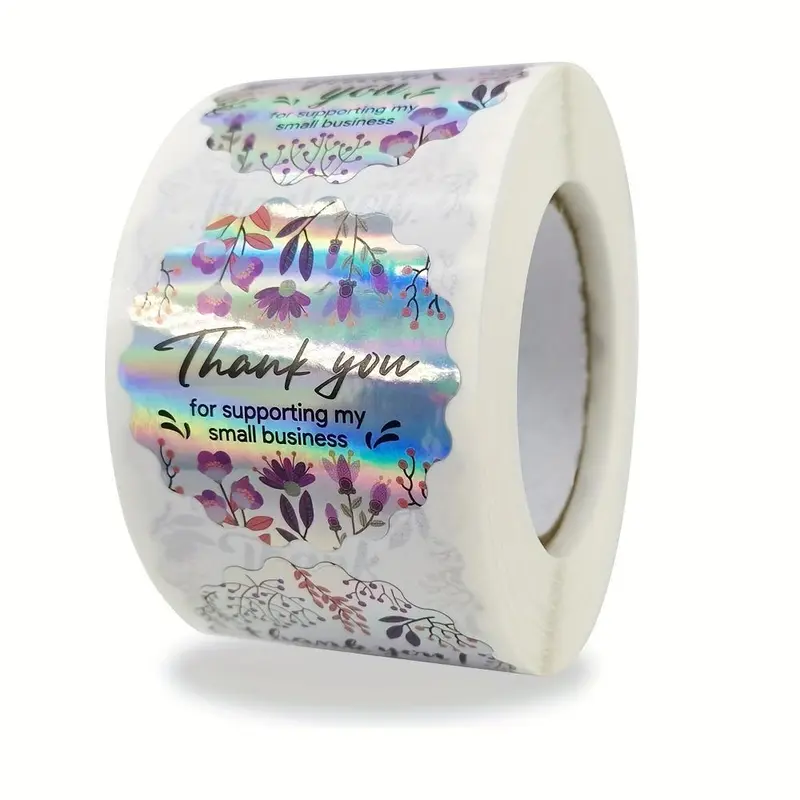 Thank You Sticker Label, 500pcs/roll  Thank You Sticker, Decorative Sticker Label for Small Business, Festival, Party 4