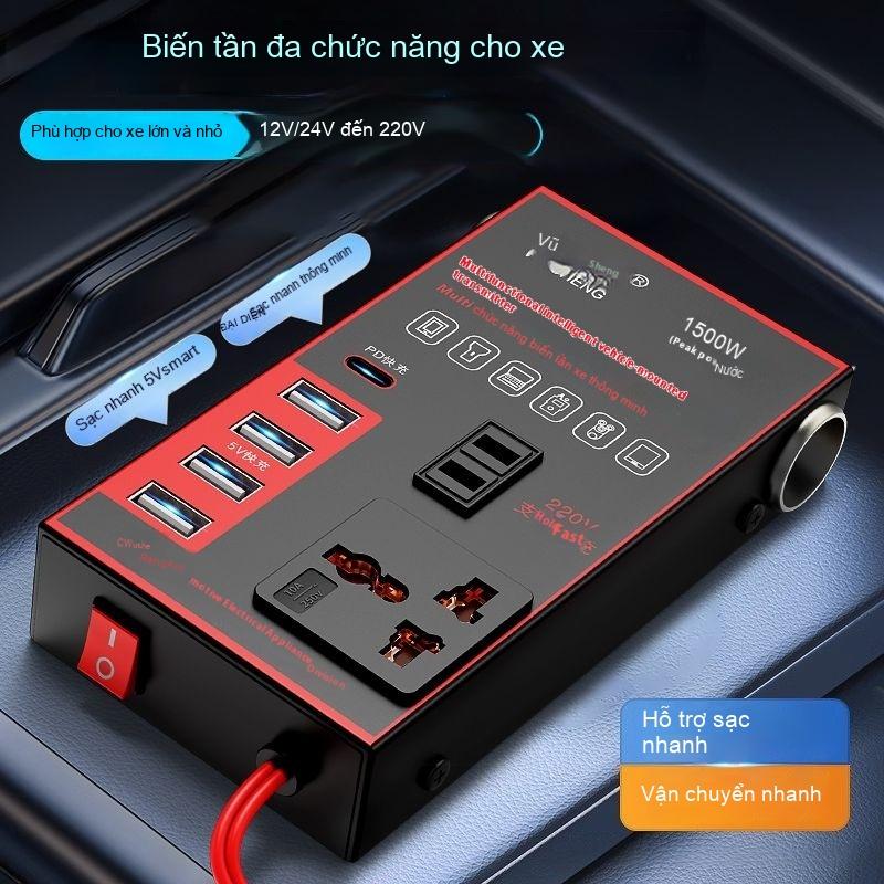  Biến tần ô tô 12V   24V đến 220V Bộ chuyển đổi DC sang AC công suất cao với đầu ra AC kép và sạc nhanh USB-C Hệ thống bảo vệ thông minh Thích hợp cho ô tô xe tải và SUV bộ  chuyển  đổi  12v  sang  220v  ô  tô Bộ Chuyển Đổi 