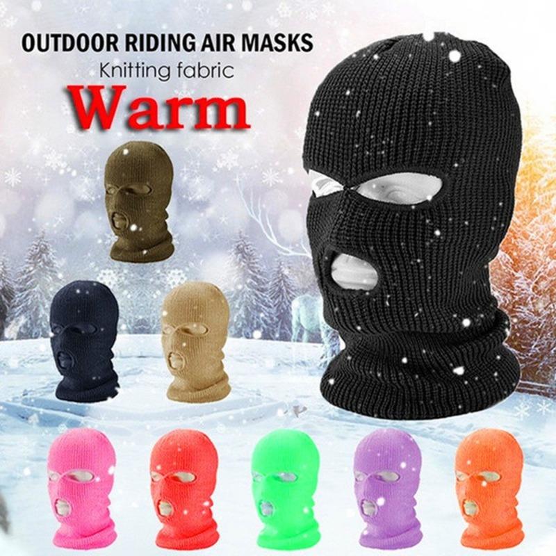 Product Introduction of Mặt Nạ Trượt Tuyết Dệt Kim 3 Lỗ, Che Toàn Mặt, Balaclava Mùa Đông, Ấm Áp, Cho Thể Thao Ngoài Trời, Thời Trang 0