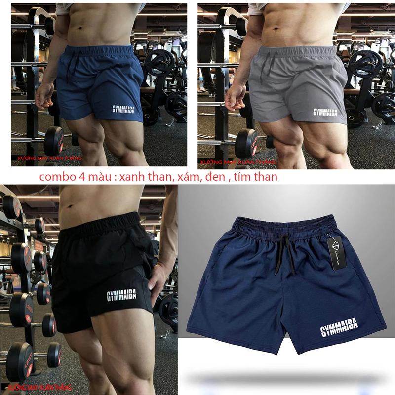 COMBO 4-5 QUẦN ĐÙI NGẮN THỂ THAO. CHẤT THUN MÈ THOÁNG MÁT, CO GIÃN 4 CHIỀU . MẪU GYMMAIBA 4