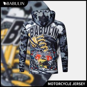 BABULIN Brand New Style Men's Motorcycle Jersey with Hoodie Long Sleeve  Breathable Riding Shirt